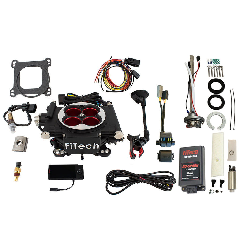 FiTech Fuel Injection 96204 Go EFI 4 600 HP Power Adder Matte Black EFI System Master Kit