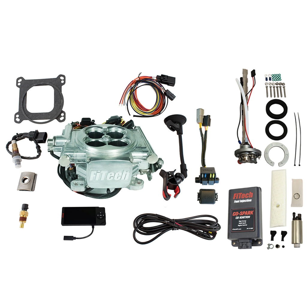 FiTech Fuel Injection 96206 Go EFI 4 600 HP Power Adder Bright Aluminum EFI System Master Kit