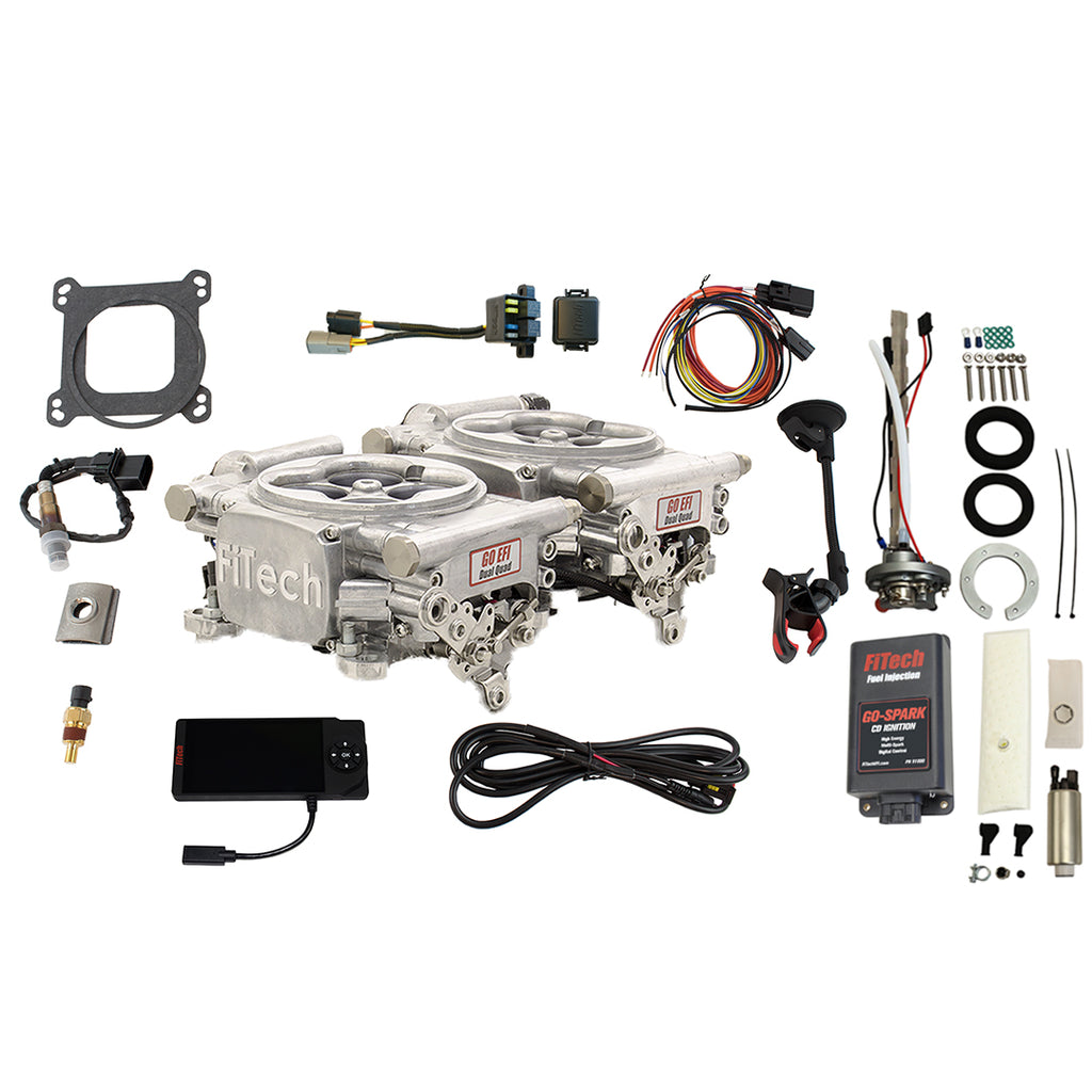 FiTech Fuel Injection 96261 Go EFI 2x4 625 HP Bright Aluminum EFI System Master Kit