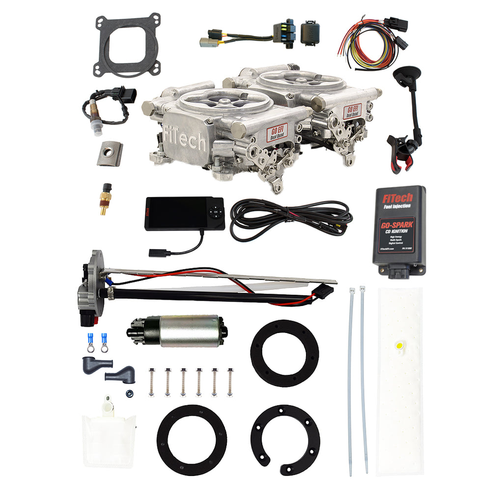 FiTech Fuel Injection 96461 Go EFI 2x4 625 HP Bright Aluminum EFI System Master Kit