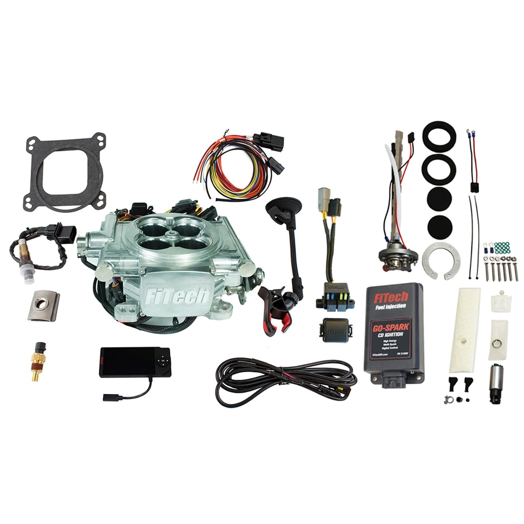 FiTech Fuel Injection 96506 Go EFI 4 600 HP Power Adder Bright Aluminum EFI System Master Kit