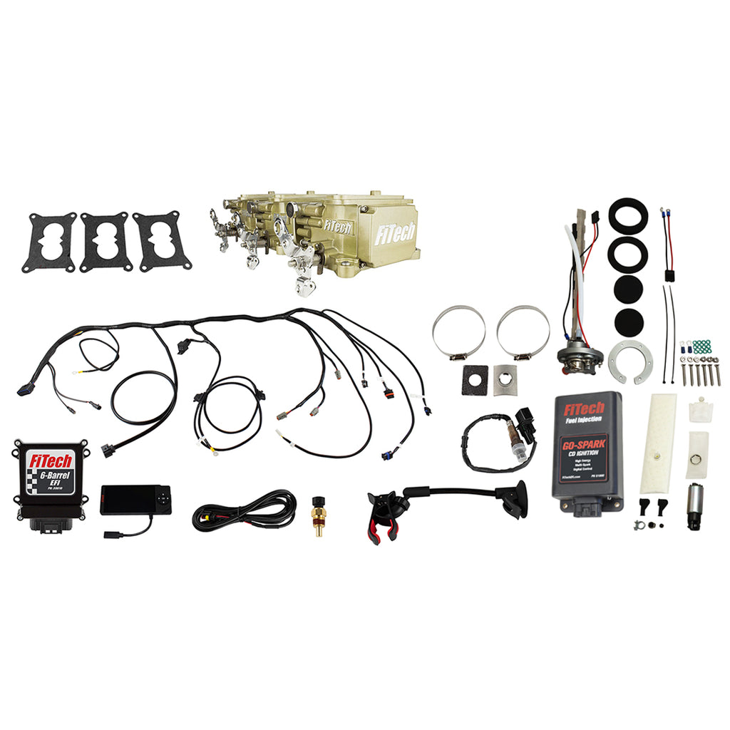 FiTech Fuel Injection 96532 Go EFI 3x2 Tri Power 600 HP Classic Gold EFI System Master Kit