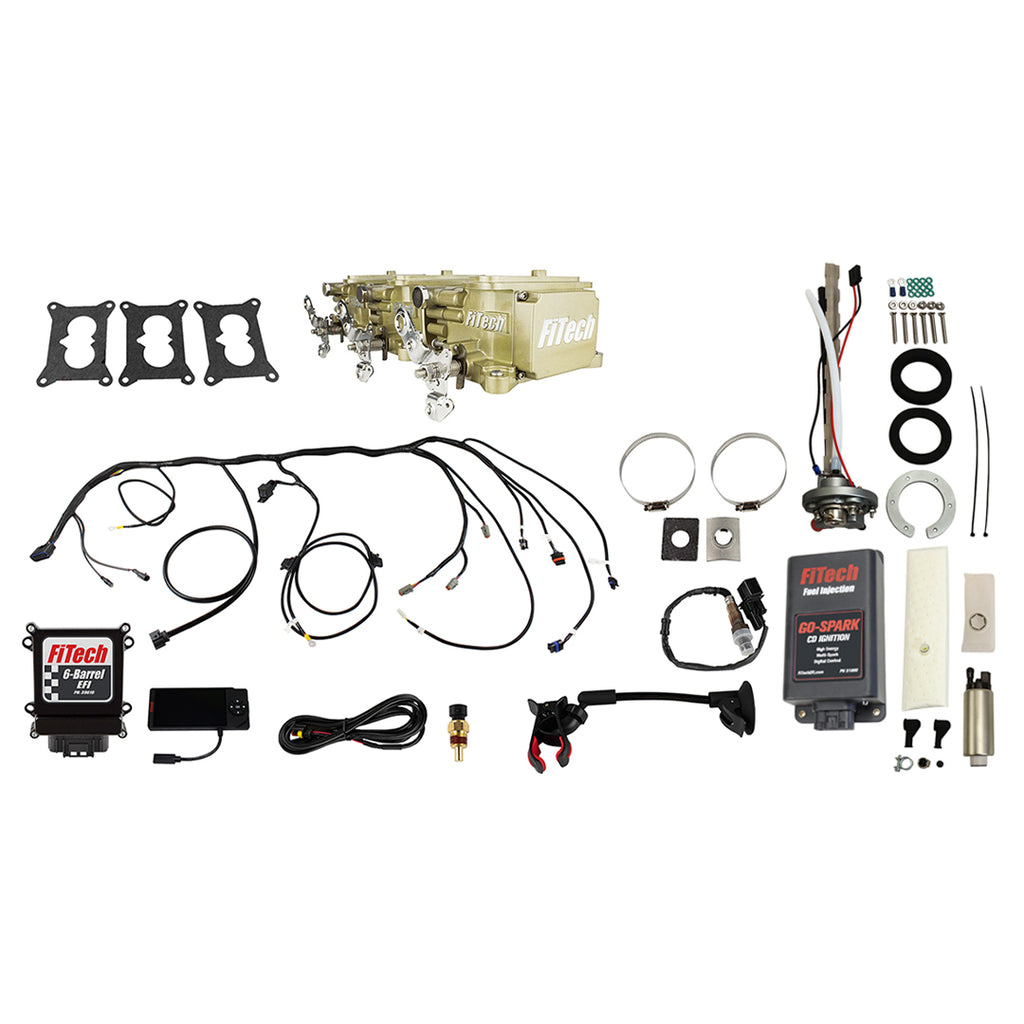 FiTech Fuel Injection 96533 Go EFI 3x2 Tri Power 600 HP Classic Gold EFI System Master Kit