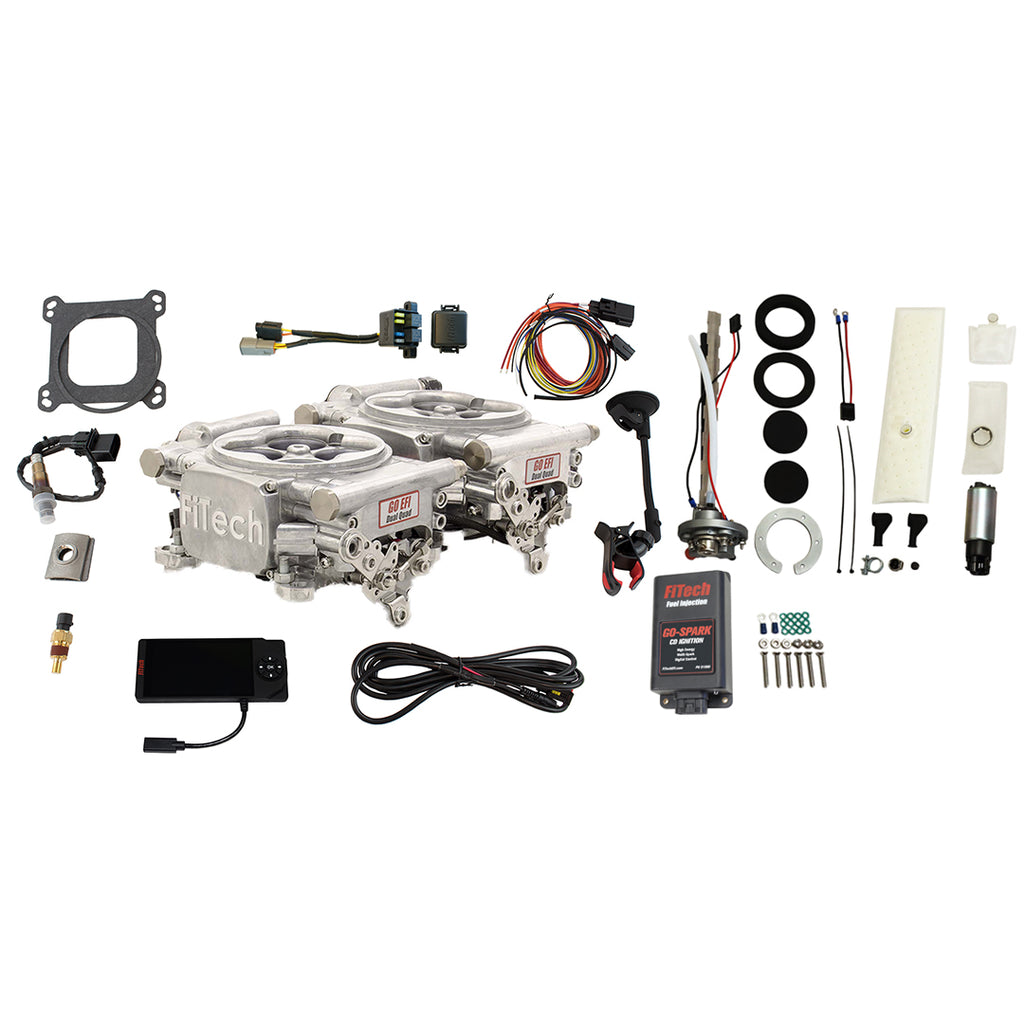 FiTech Fuel Injection 96561 Go EFI 2x4 625 HP Bright Aluminum EFI System Master Kit