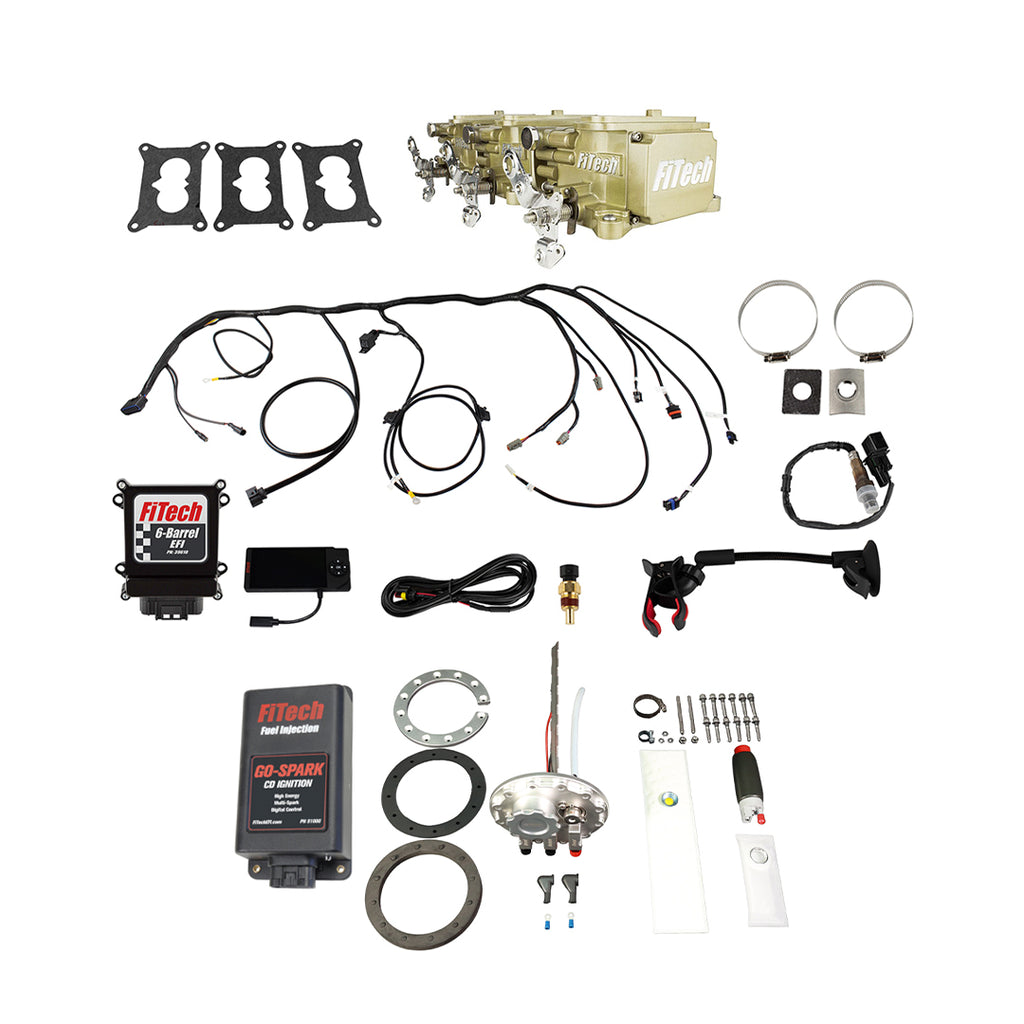 FiTech Fuel Injection 96733 Go EFI 3x2 Tri Power 600 HP Classic Gold EFI System Master Kit