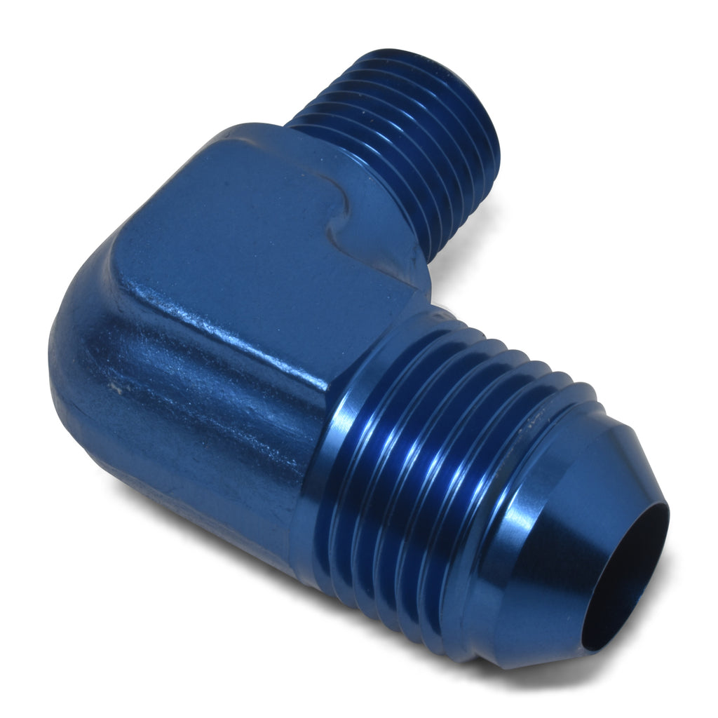 Performance--8-An-To-14In-Npt-90-Degree-Flare-To-Pipe-Adapter-(Blue)