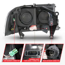 Load image into Gallery viewer, 97-04-Dodge-DakotaDurango-Crystal-Headlight-Set-W-Light-Bar-Black-Housing