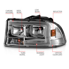 Load image into Gallery viewer, 97-04-Dodge-DakotaDurango-Crystal-Headlight-Set-W-Light-Bar-Chrome-Housing