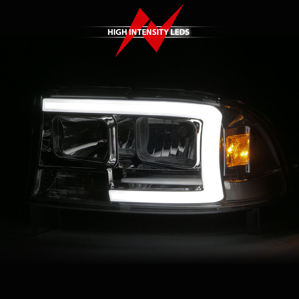 97-04-Dodge-DakotaDurango-Crystal-Headlight-Set-W-Light-Bar-Chrome-Housing