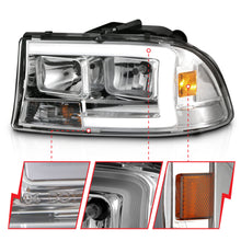 Load image into Gallery viewer, 97-04-Dodge-DakotaDurango-Crystal-Headlight-Set-W-Light-Bar-Chrome-Housing