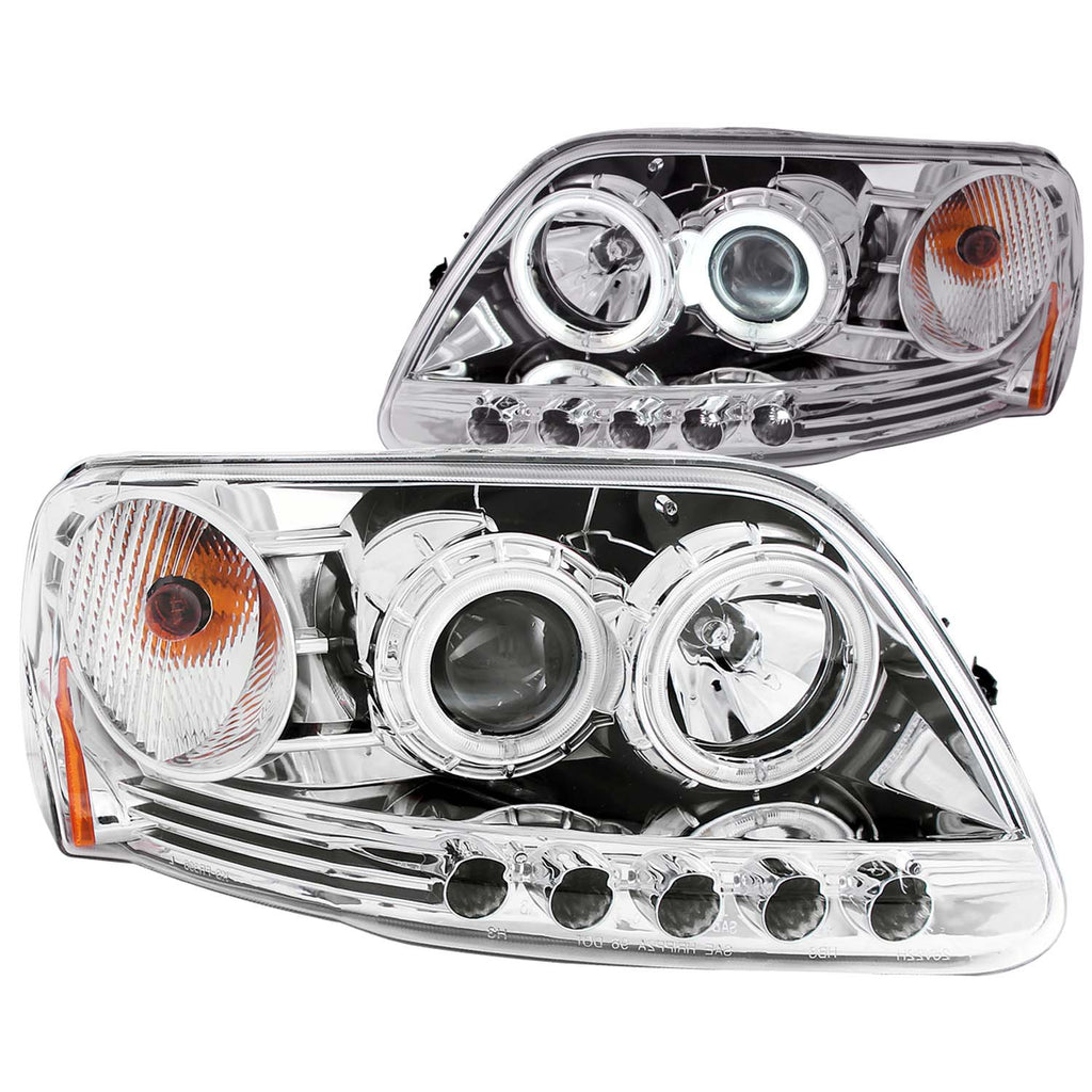 9702-Expedition9703-F150-Headlights-1-Pc.-Projector-Chrome-Clear-With-Hal-DrivePass