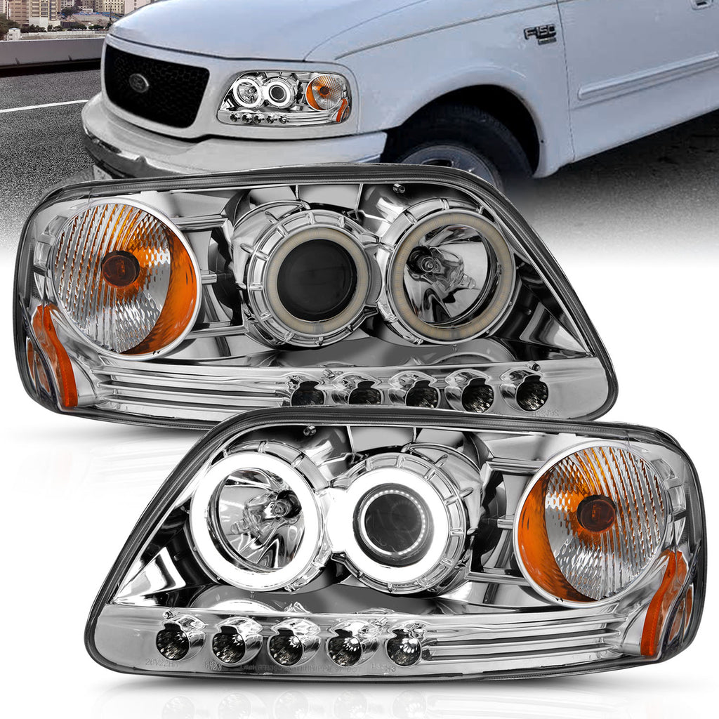 9702-Expedition9703-F150-Headlights-1-Pc.-Projector-Chrome-Clear-With-Hal-DrivePass