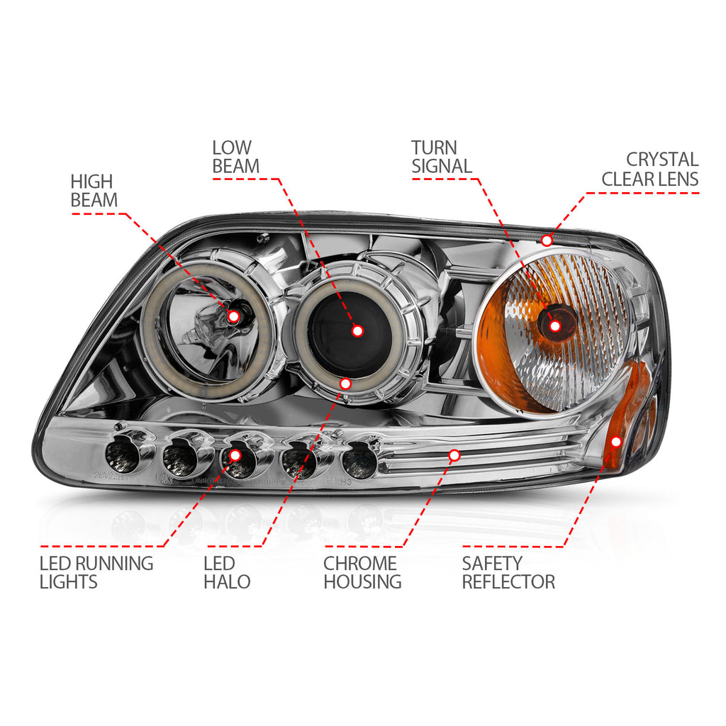 9702-Expedition9703-F150-Headlights-1-Pc.-Projector-Chrome-Clear-With-Hal-DrivePass