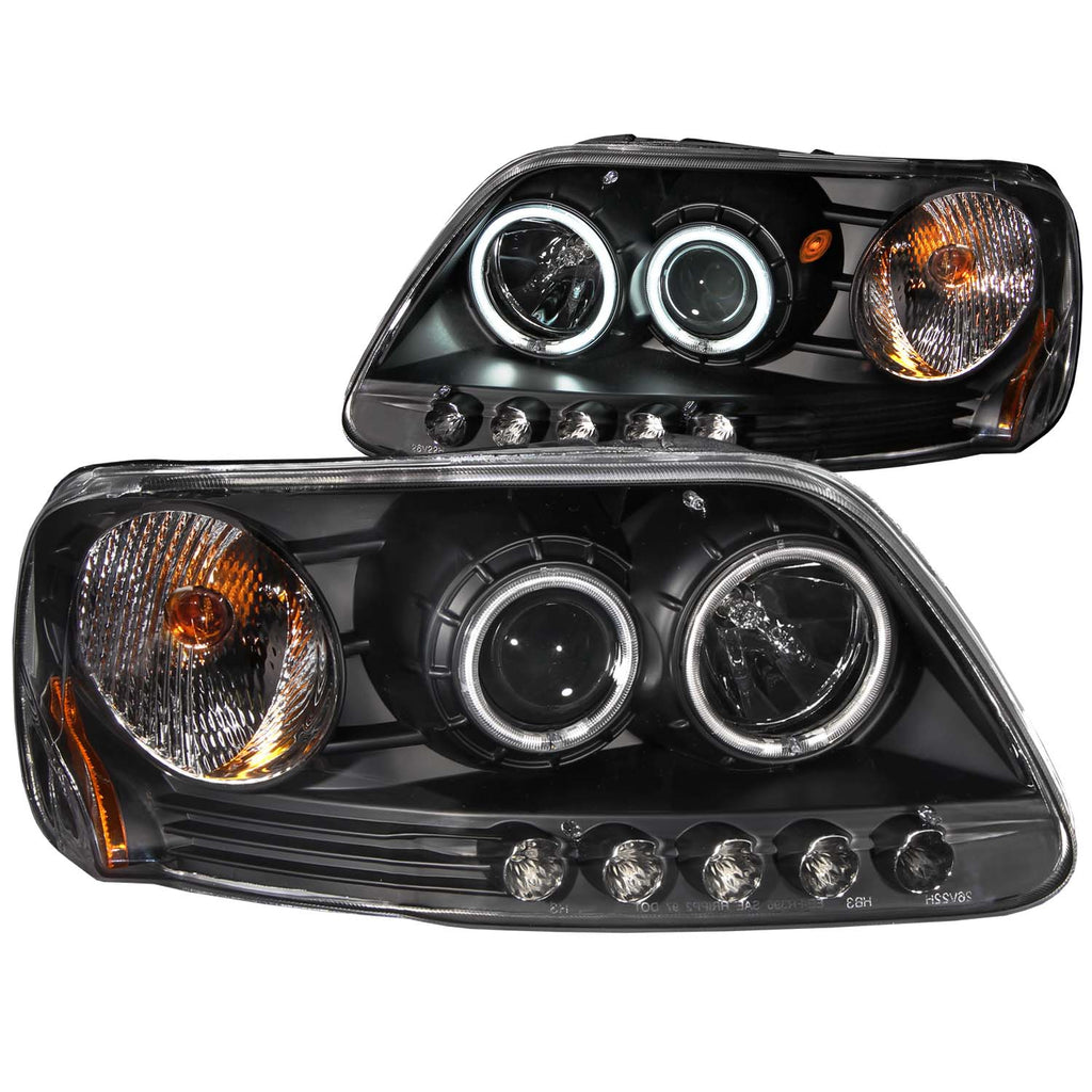 9703-F150-Headlights-Black-Clear-Projector-With-Halos-DriverPassenger