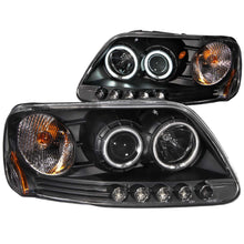 Load image into Gallery viewer, 9703-F150-Headlights-Black-Clear-Projector-With-Halos-DriverPassenger