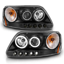 Load image into Gallery viewer, 9703-F150-Headlights-Black-Clear-Projector-With-Halos-DriverPassenger