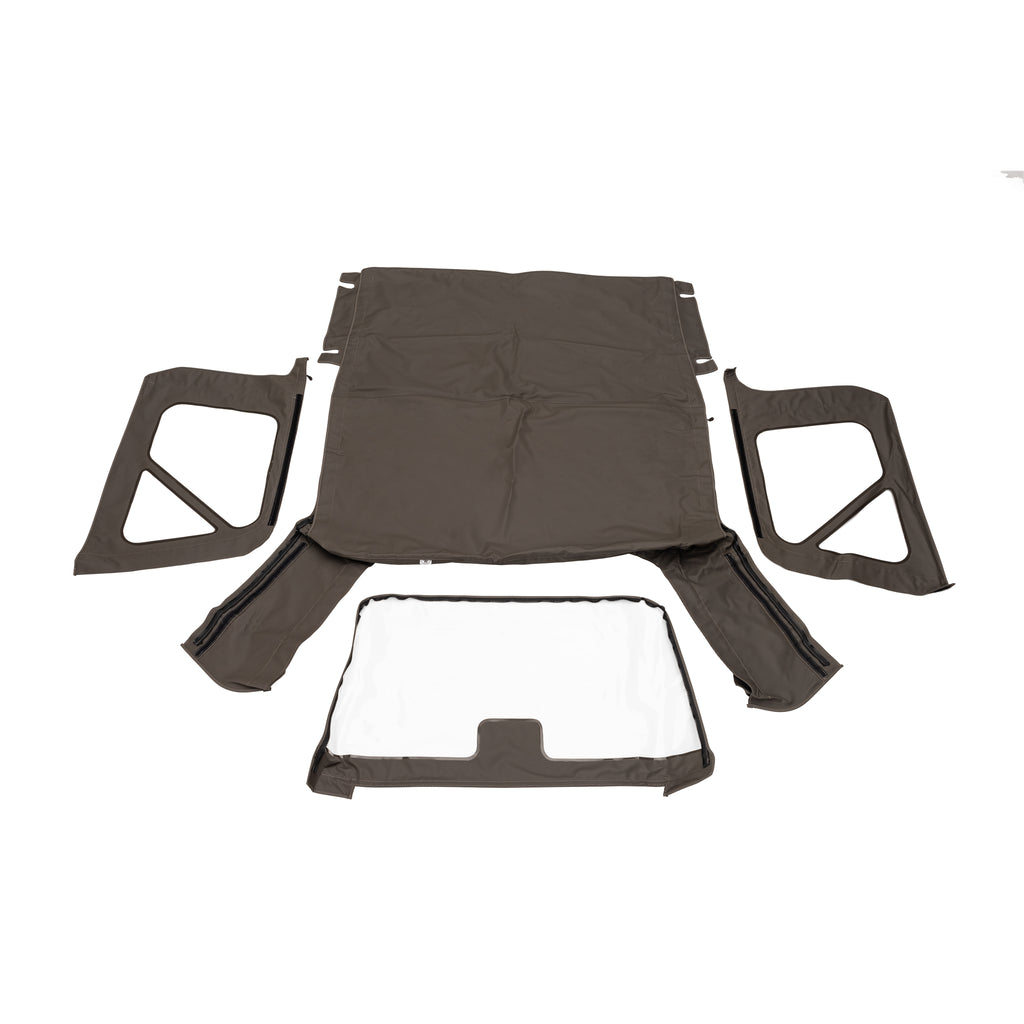 9706-Wrangler-WClear-Windows-Khaki-Diamond-Complete-Repl-Soft-Top-Kit-For-Full-Steel-Doors