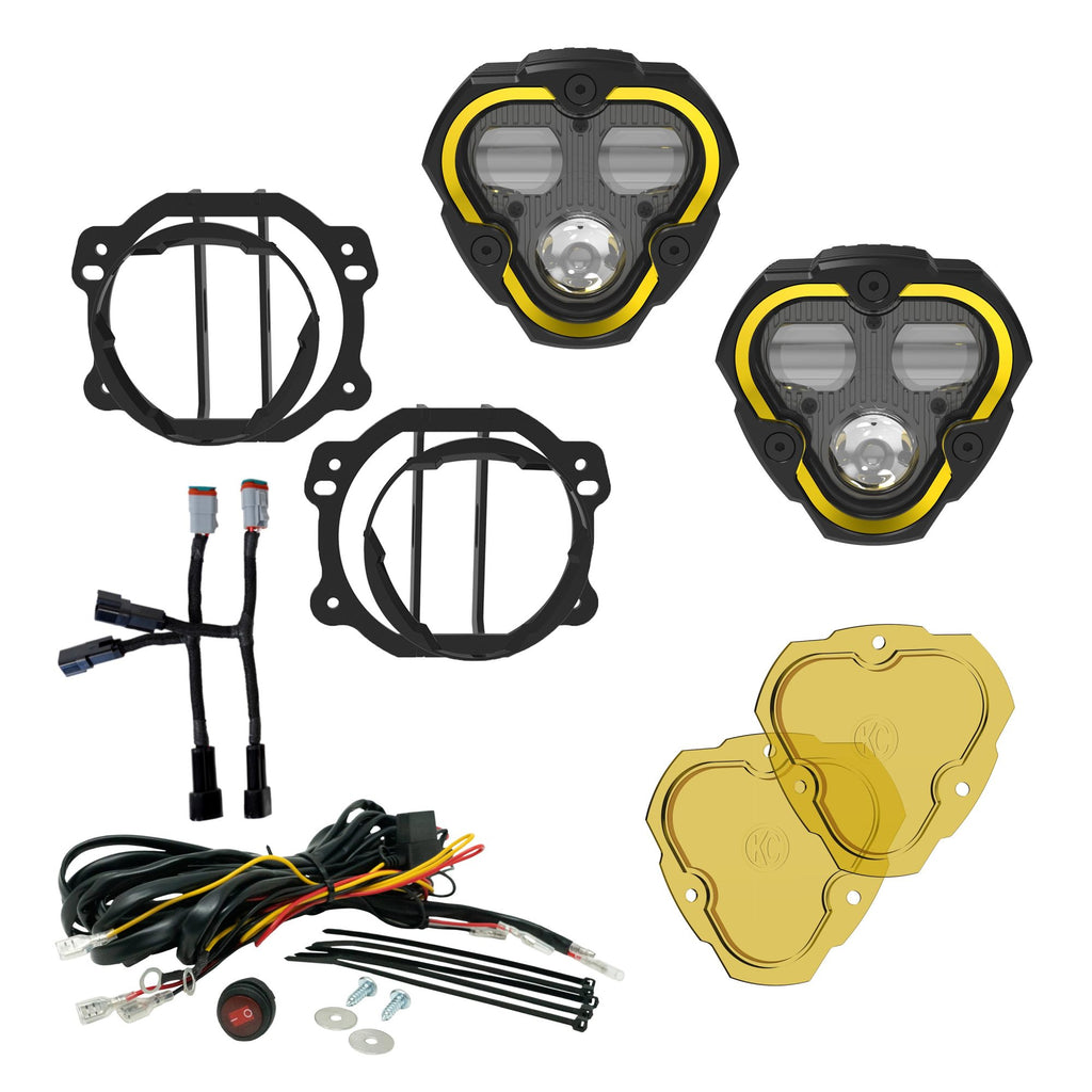 KC HiLiTES 97146 KC FLEX ERA 3 LED DM SAE FOG 2-LIGHT MSTR KIT 07-23 JEEP JK JL JT PLASTIC BUMPER for Select Jeep Gladiator, Jeep Wrangler, Jeep Wrangler JK