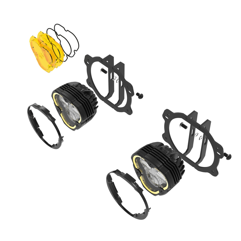 KC HiLiTES 97146 KC FLEX ERA 3 LED DM SAE FOG 2-LIGHT MSTR KIT 07-23 JEEP JK JL JT PLASTIC BUMPER for Select Jeep Gladiator, Jeep Wrangler, Jeep Wrangler JK