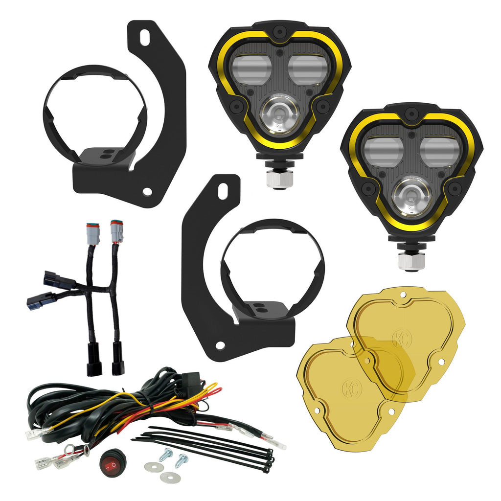 KC HiLiTES 97149 KC FLEX ERA 3 LED DM SAE FOG 2-LIGHT MSTR KIT 10-24 JEEP JK JL JT WINCH BUMPER for Select Jeep Gladiator, Jeep Wrangler, Jeep Wrangler JK