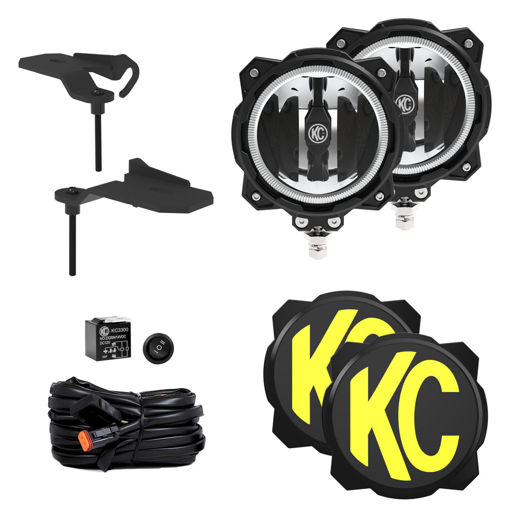 KC HiLiTES 97166 KC FLEX ERA 4 LED 5in Combo 2-Light System Jeep 392 Mojave for Select Jeep Gladiator, Jeep Wrangler