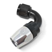 Load image into Gallery viewer, Performance--8-An-BlackSilver-120-Degree-Tight-Radius-Full-Flow-Swivel-Hose-End