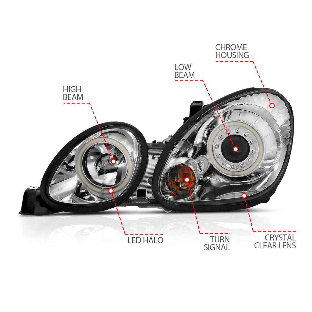 9805-Gs300400-Headlights-Projector-With-HaloChrome-Clear-With-Amber-Reflector-DrivePass