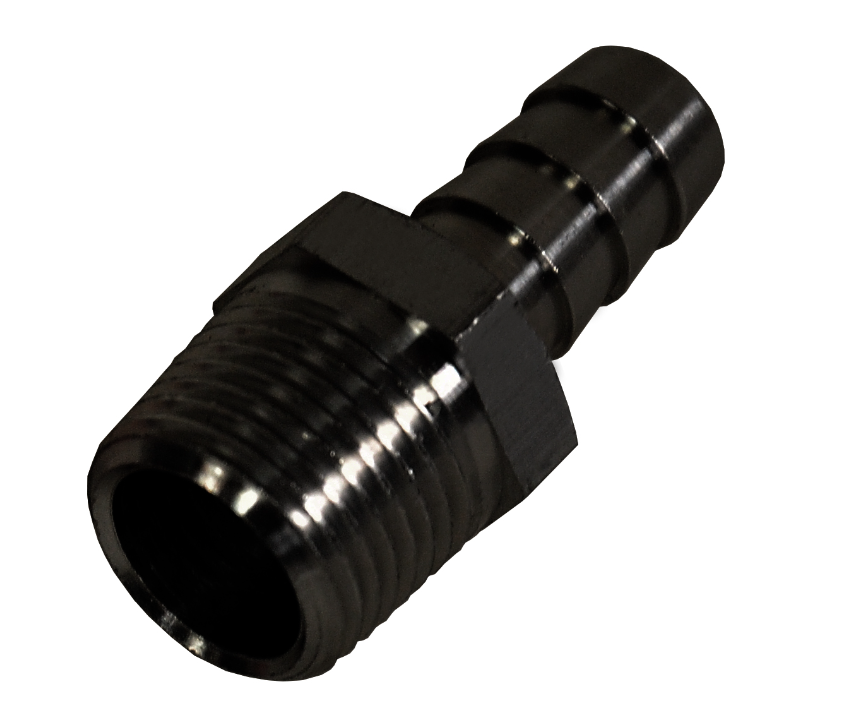 Derale 98101 Straight Hose Barb Fitting, 3/8" NPT Male x 3/8" Barb, Each