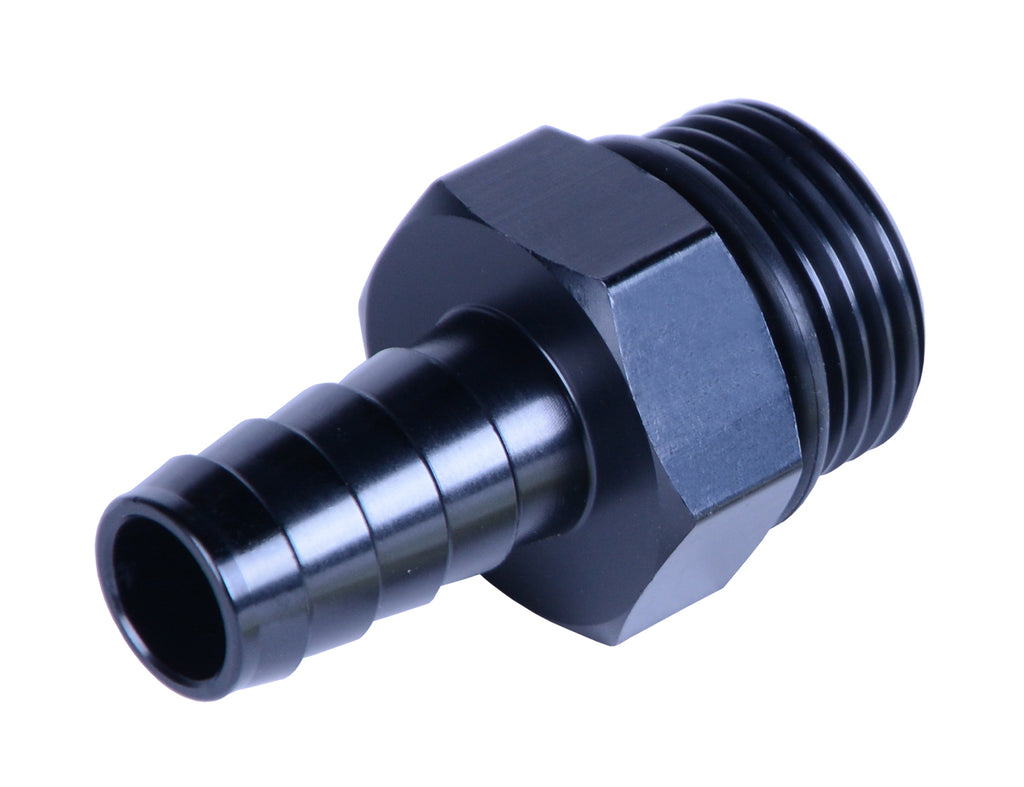 Derale 98208 Aluminum Cooler/Adapter Fitting 1/2" hose barb x -10AN O-ring, Black Anodized