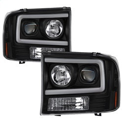 99-04-Ford-F250-Super-Duty-Projector-Headlights---Light-Bar---Black-Pro-Yd-Ff25099v2-Lb-Bk