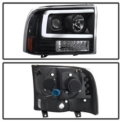 99-04-Ford-F250-Super-Duty-Projector-Headlights---Light-Bar---Black-Pro-Yd-Ff25099v2-Lb-Bk