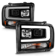 Load image into Gallery viewer, 99-04-Ford-F250F350F450Excursion-(Excl-99)-Projector-Headlights---W-Light-Bar-Black-Housing