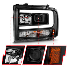 Load image into Gallery viewer, 99-04-Ford-F250F350F450Excursion-(Excl-99)-Projector-Headlights---W-Light-Bar-Black-Housing