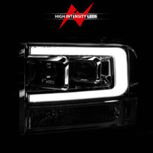 Load image into Gallery viewer, 99-04-Ford-F250F350F450Excursion-(Excl-99)-Projector-Headlights---WLight-Bar-Chrome-Housing