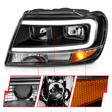 Load image into Gallery viewer, 99-04-Jeep-Grand-Cherokee-Crystal-Headlights---W-Light-Bar-Black-Housing