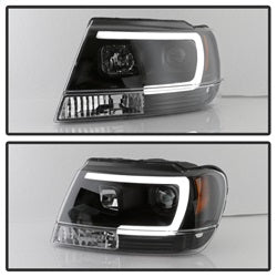 99-04-Jeep-Grand-Cherokee-Projector-Headlights---Light-Bar-Drl-Led---Black