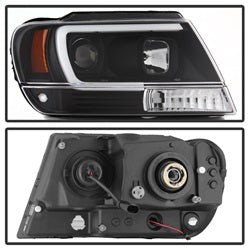99-04-Jeep-Grand-Cherokee-Projector-Headlights---Light-Bar-Drl-Led---Black