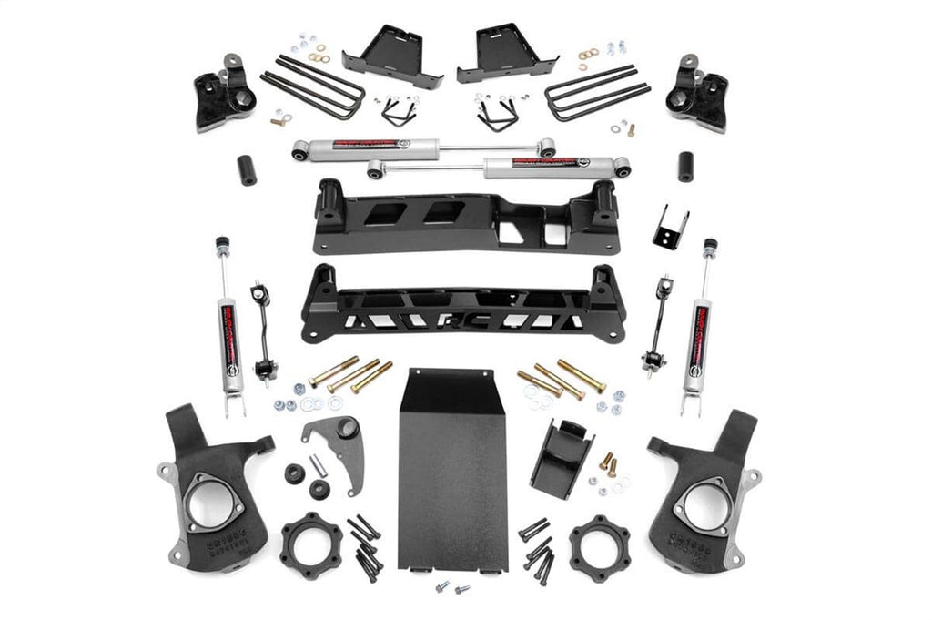 Rough Country 27220A Suspension Lift Kit w/Shock for Select Chevrolet Silverado 1500, Chevrolet Silverado Classic, Chevrolet Silverado HD, Chevrolet Silverado HD Classic, GMC Sierra 1500, GMC Sierra Classic, GMC Sierra HD Classic
