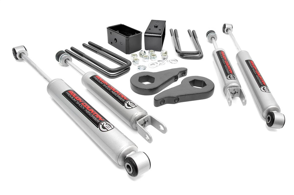 Rough Country 28330 Leveling Lift Kit w/Shock for Select Chevrolet Silverado 1500, Chevrolet Silverado Classic, Chevrolet Silverado HD, Chevrolet Silverado HD Classic, GMC Sierra 1500, GMC Sierra Classic, GMC Sierra HD Classic