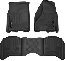 Load image into Gallery viewer, Black-Weatherbeater-Front--Second-Row-Floor-Liners-;-Dodge-Ram-09-18-Crew-Cab-150019-23-1500-Classic-10-18-25003500-With-Dual-Floor-Hooks