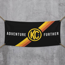 Load image into Gallery viewer, KC HiLiTES 99021 KC Banner 36x72 Adventure Further Logo Black Yellow