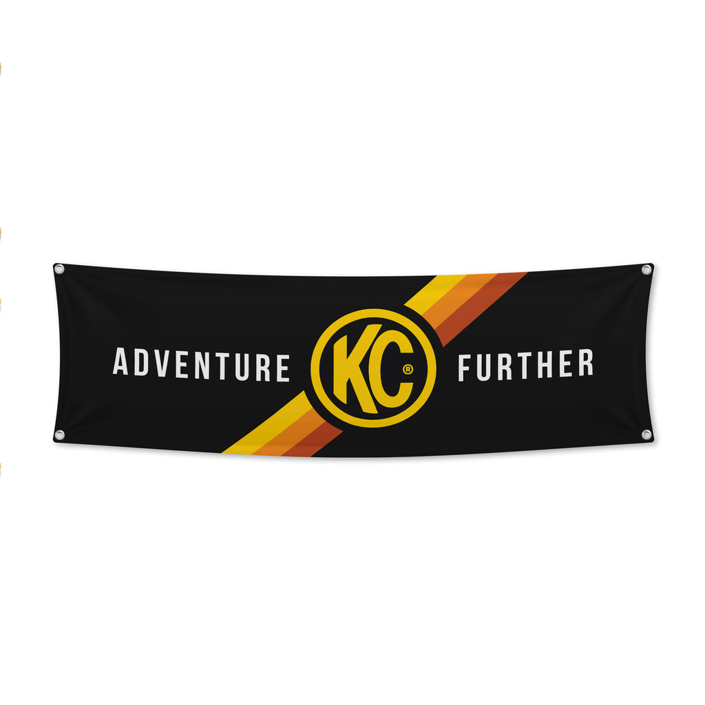 KC HiLiTES 9902 KC Banner 18X60 Adventure Further Logo Black Yellow