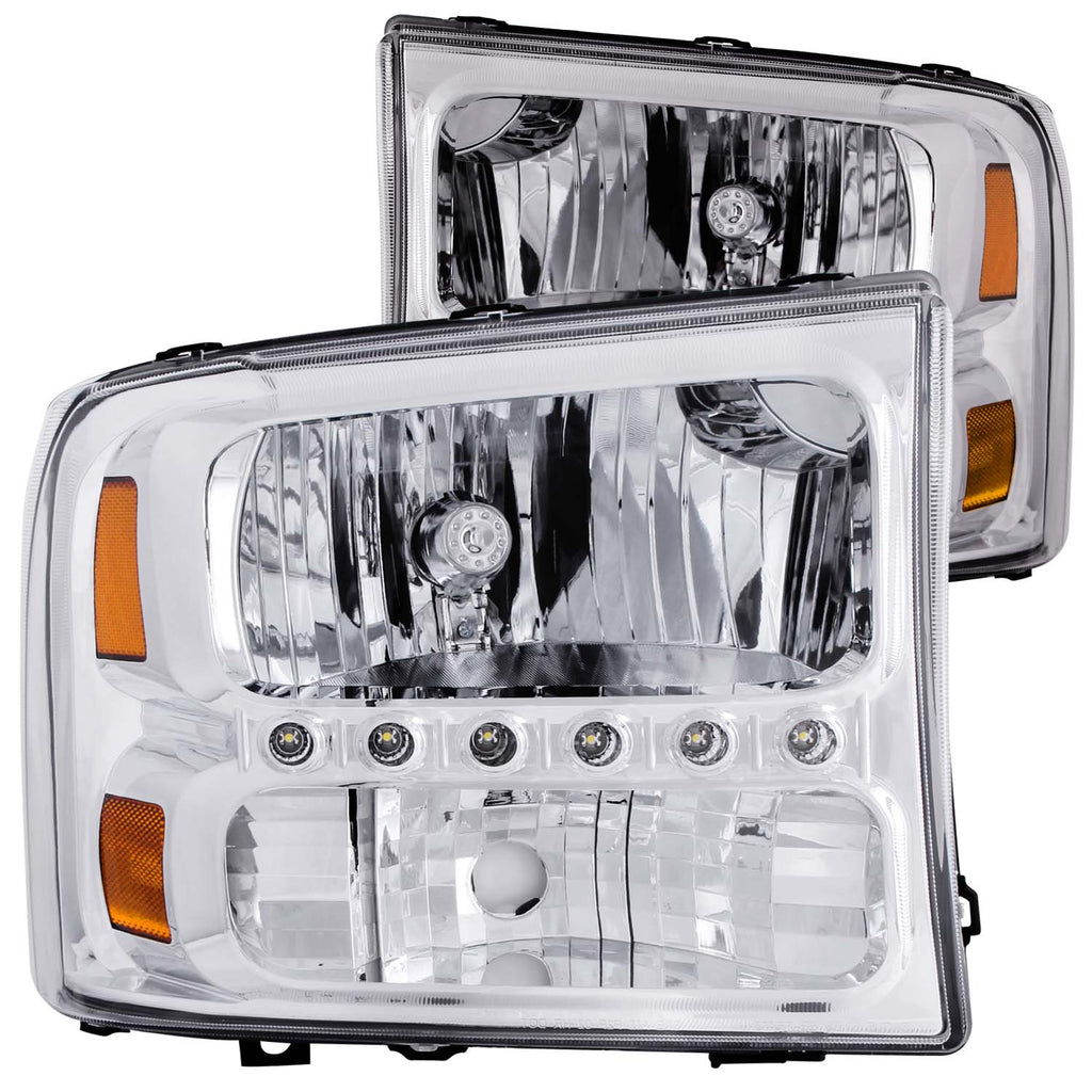 9904-F250F350-Sd0004-Excursion-Headlights-Crystal-Clear-WLed-Strip-DrivPass
