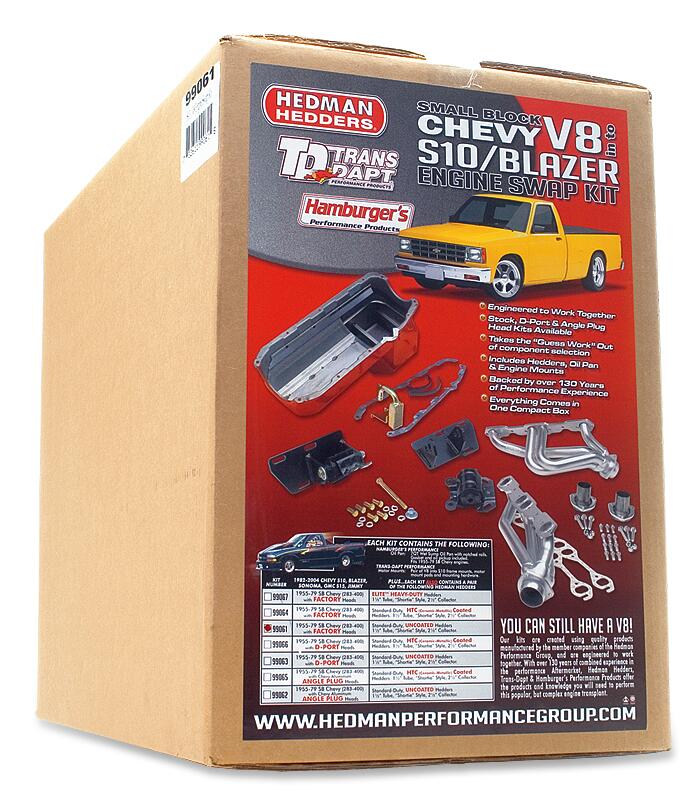 Chevy-V8-Into-2Wd-S10--S15-Engine-Swap-Kit;-Uncoated-Headers--Angle-Plug-Head