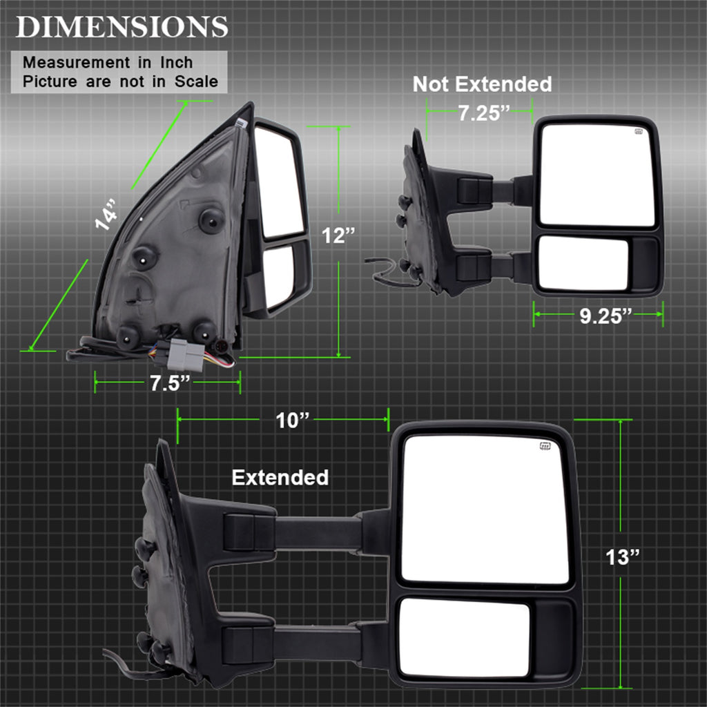Spyder Auto 9935459 XTune Door Mirror Set for Select Ford F-250 Super Duty, Ford F-350 Super Duty