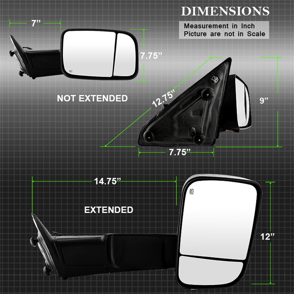 Spyder Auto 9935602 XTune Door Mirror for Select Dodge Ram 1500, Dodge Ram 2500, Dodge Ram 3500, Ram 1500, Ram 2500, Ram