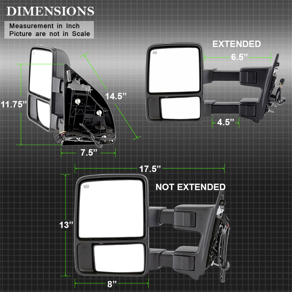 Spyder Auto 9935831 XTune Door Mirror Set for Select Ford F-250 Super Duty, Ford F-350 Super Duty, Ford F-450 Super Duty, Ford F-550 Super Duty