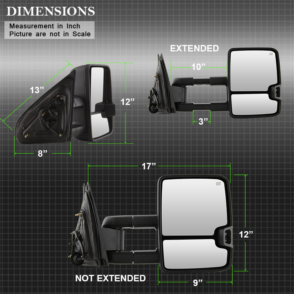 Spyder Auto 9936708 XTune Door Mirror Set for Select Chevrolet Silverado 1500, Chevrolet Silverado HD, Chevrolet Silverado HD