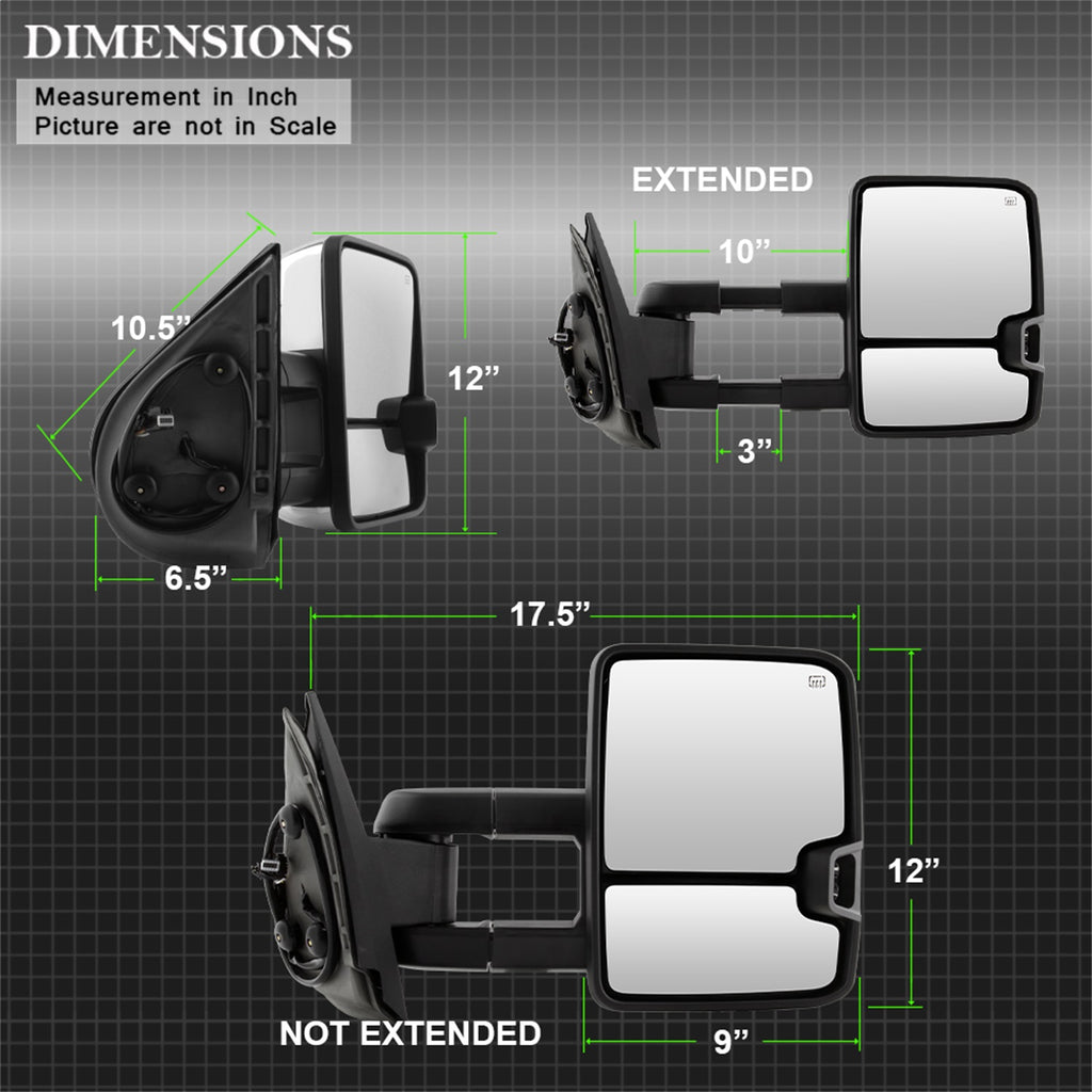 Spyder Auto 9936760 XTune Door Mirror Set for Select Chevrolet Silverado 1500, Chevrolet Silverado Classic, Chevrolet Silverado HD Classic, Chevrolet Silverado HD, Chevrolet Silverado HD Classic, Chevrolet Silverado Classic, Chevrolet Silverado HD