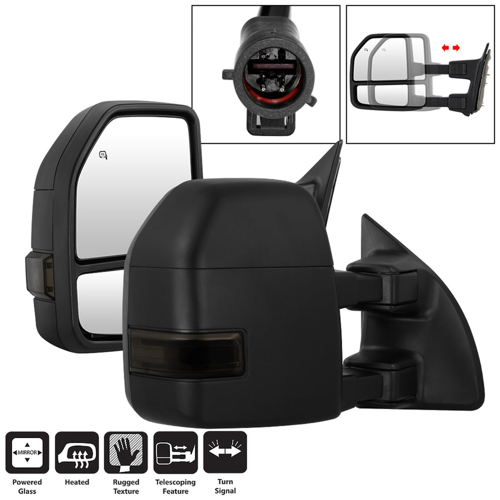 Spyder Auto 9943102 Power Heated LED Signal Telescoping Mirrors for Select Ford F-250 Super Duty, Ford F-350 Super Duty
